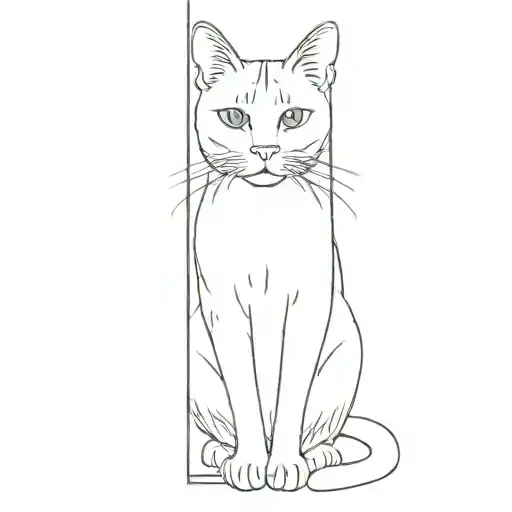 A Cat Sitting In Front Of A Door