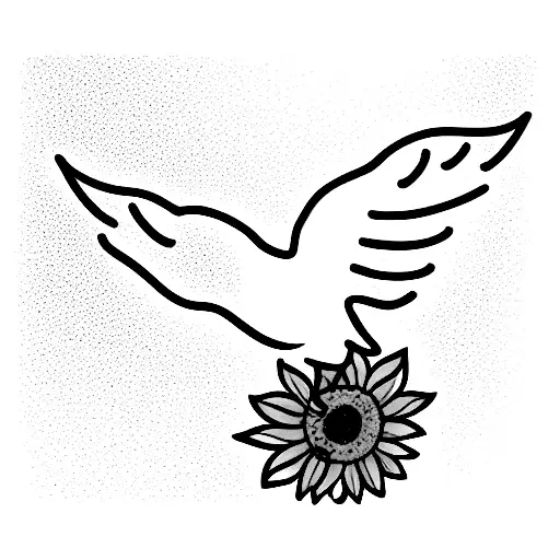 A Dove Carrying A Sunflower