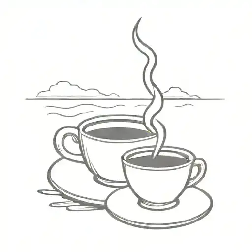 Coffee And Cigarette With Sea Background Black