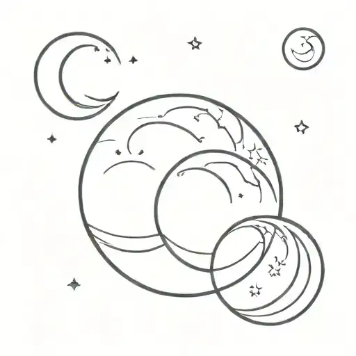 Moon And Heart Shape Outline