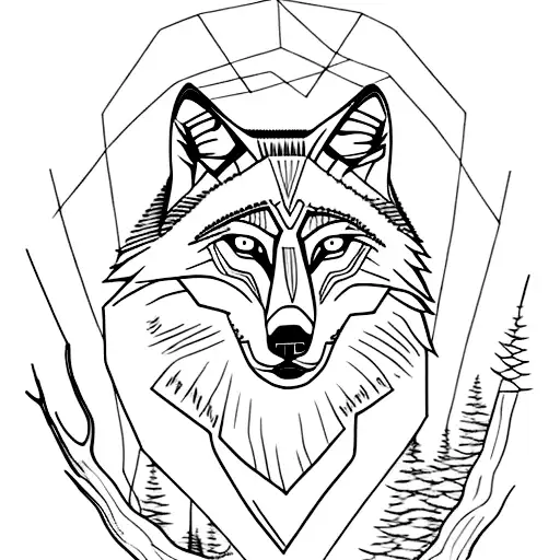 Wolf Sitting Alone In The Woods