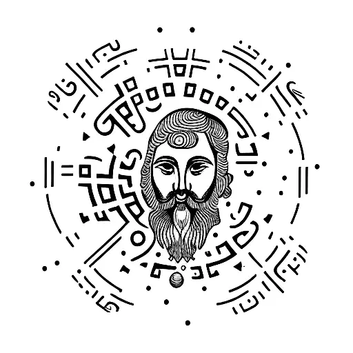 A Dotwork Tattoo Of A Greek Philosopher Meditating Under A Sacred Olive Tree