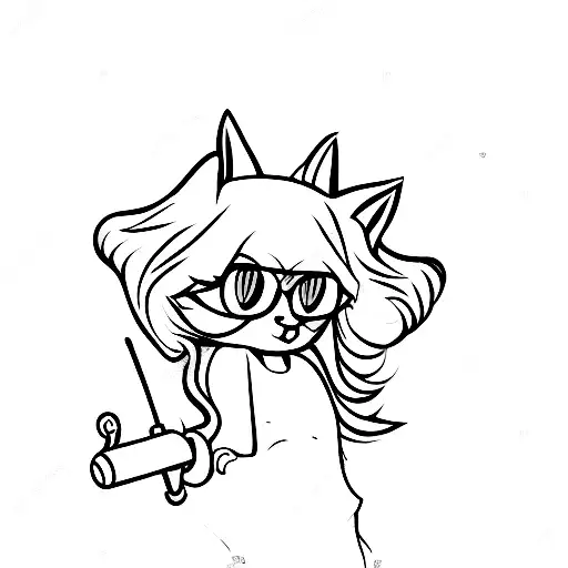 A Cat Girl Holding A Big Wand With Both Hands