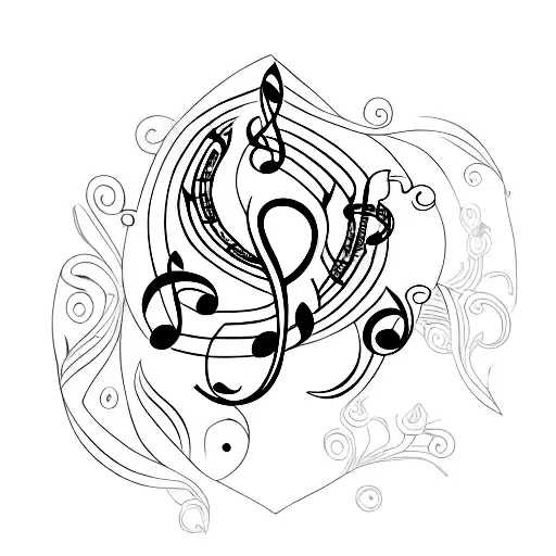 A Minimalist Tattoo Of A Weed Leaf Shaped Like A Music Note