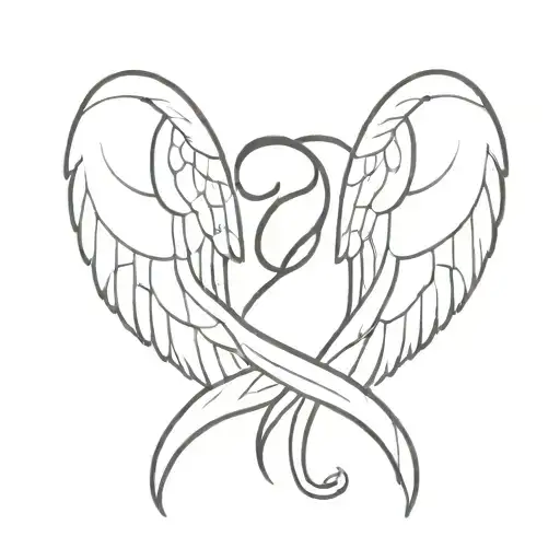 Angel Wings Stitched Together With Black Ribbon