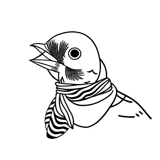 Bird With Scarf In Mouth