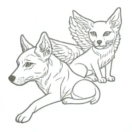 Angel Dog And Cat With Suriname Flag