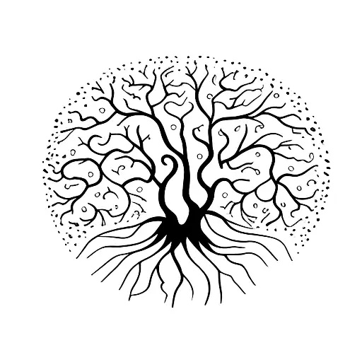 A Tree With Roots Spreading Out And The Word 'Mindfulness' Incorporated