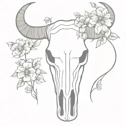 Longhorn Skull With Flowers