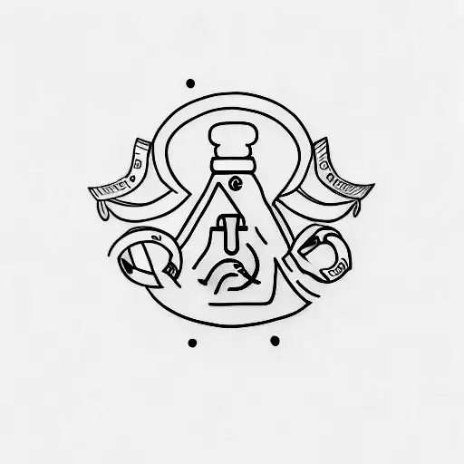 A Minimalist Tattoo Of A Libra Symbol Incorporated Into A Dog Leash