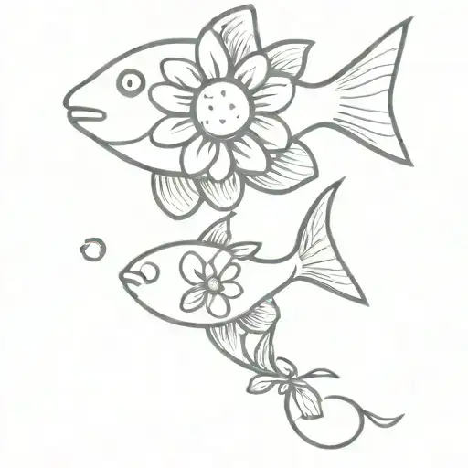 Simple Fish With Daisy Flower