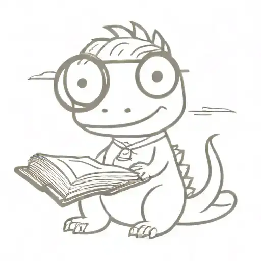 Cute Dinosaur With Spectacles Holding A Book