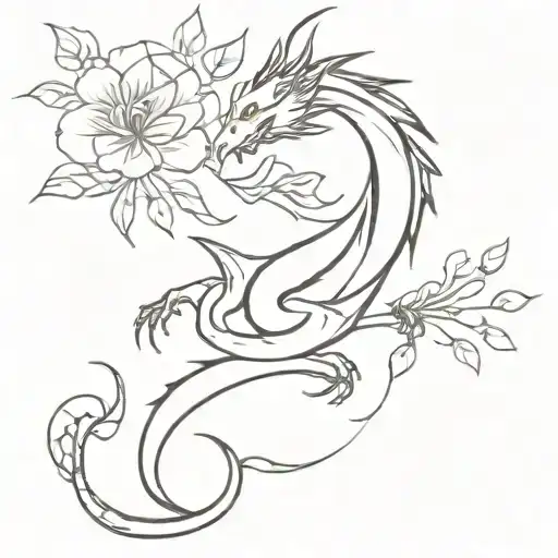 Dragon With Flowers