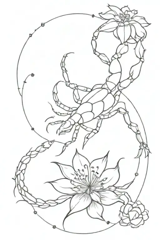 Scorpion Constellation With Flower