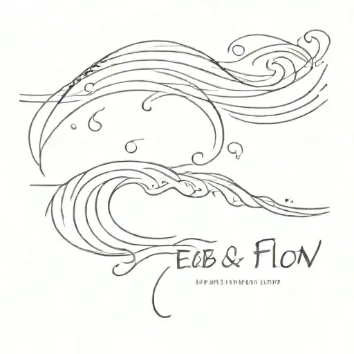 A Minimalist Wave Design With The Quote 'Ebb And Flow' Incorporated Into The Waves