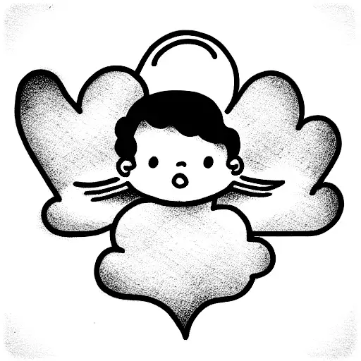 Cute Baby Angel On A Cloud