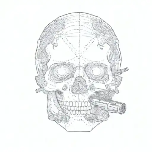 A Skull With Bullets In Mouth