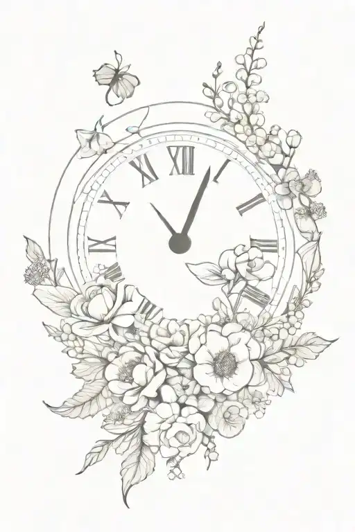A Clock Surrounded By May October And August Birth Flowers With Long Stems Representing My Sons