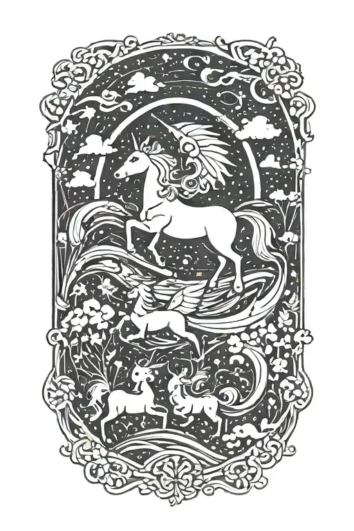 Storybook Illustration Of The Last Unicorn