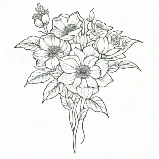 November August March January February Birth Flower Bouquet