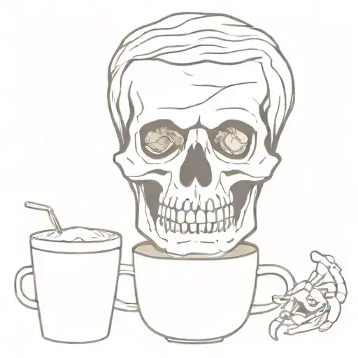 Frontal View Of A Skeleton Making A Latte