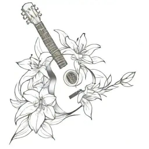 Guitar And Lilys And Ocean