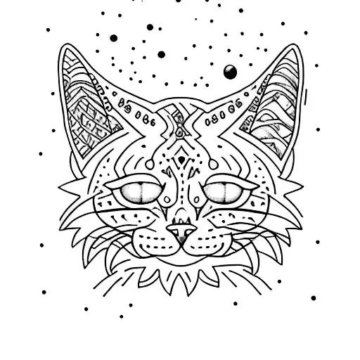 Give Me A Tattoo Of A Cat With Some Galaxies