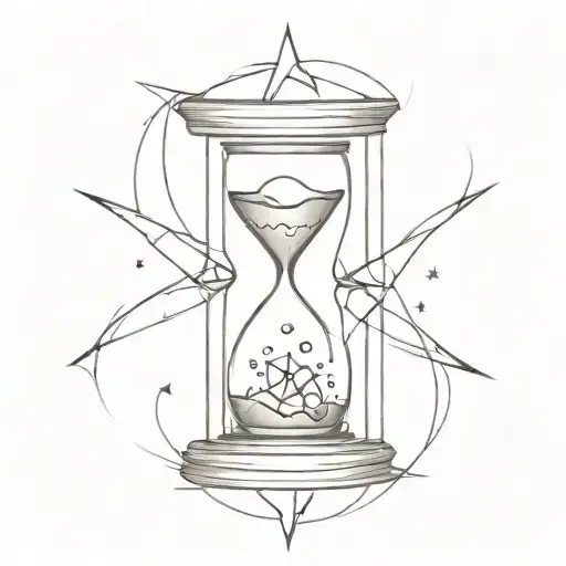 Hourglass With A Molten Star Inside That Explodes The Hourglass With Broken Glass Flying Around