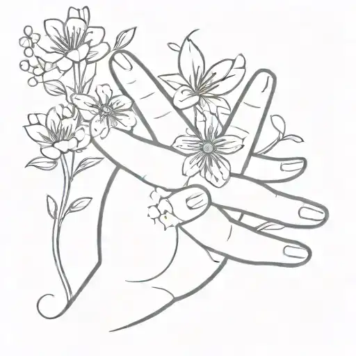 Psychology Symbol With Flowers Intertwined In Fingers