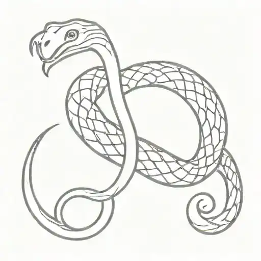 A Tattoo Of A Snake Twisting Around A Double Ax For A Powerful And Symbolic Design