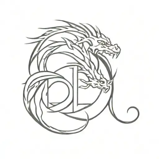 A Sleek And Modern Minimalist Design Featuring A Dragon Intertwined With The Number 13