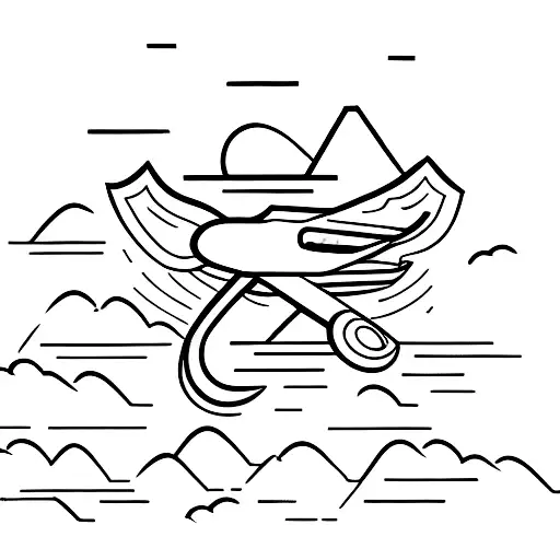 A Minimalist Design Of An Airplane Soaring Above A Mountain Peak