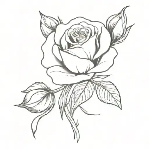 A Minimalist Design Of A Rose Intertwined With Carnations And Daffodils