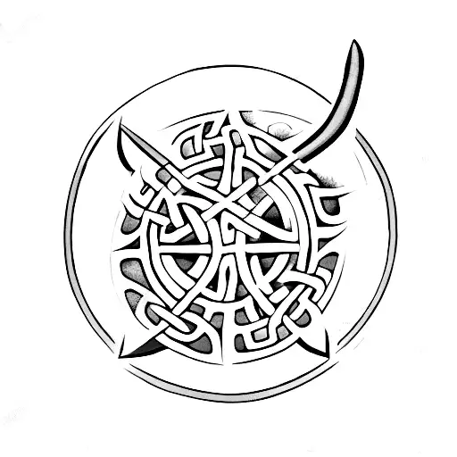 Viking Celtic Bindrune Sumbolising Strength And Rebirth Like A Sword Phonix
