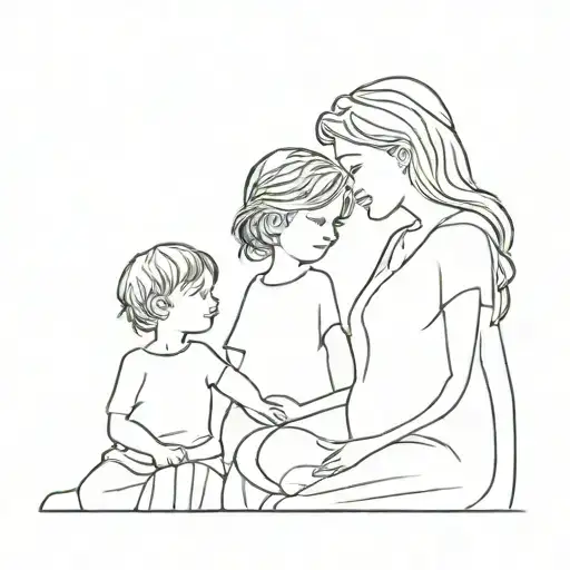 Three Children And Mom