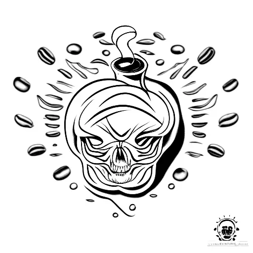 A Cup Of Coffee With Steam In The Shape Of A Skull Coming Out Of It