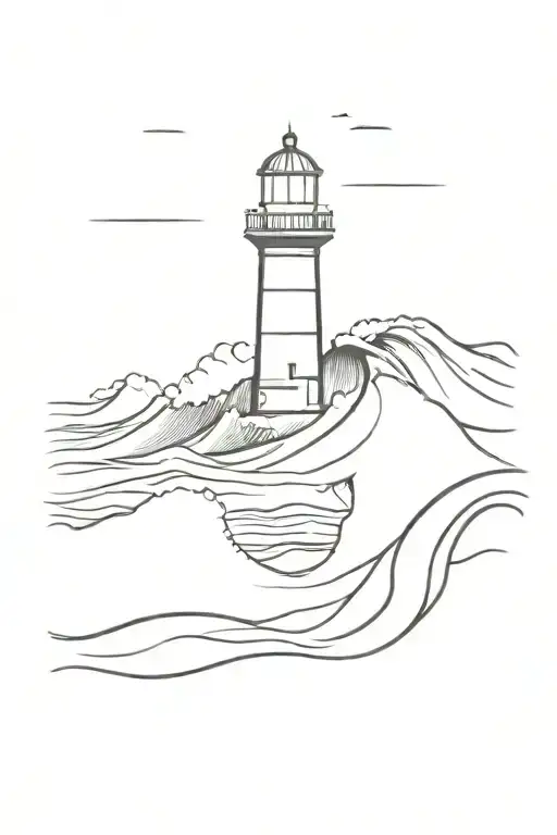 Lighthouse Sunset Wave Crashing