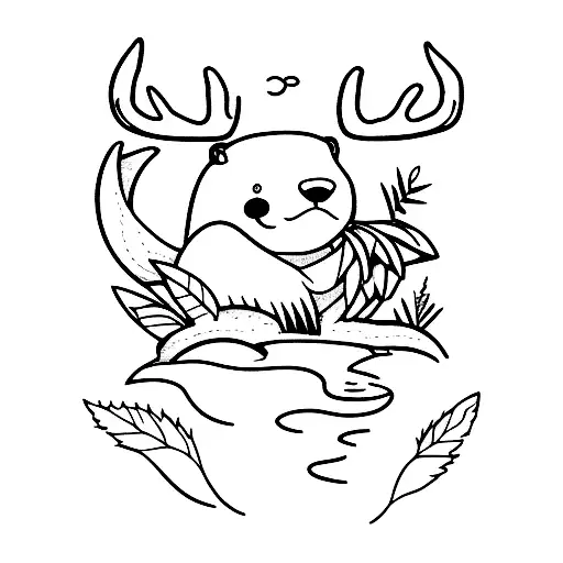 Beaver And Deer Together