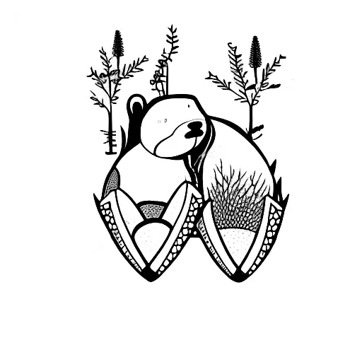 Beaver And Deer Sleeping Together Boho Style