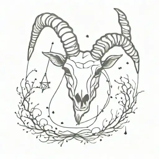 Capricorn Constellation And Goat Skull