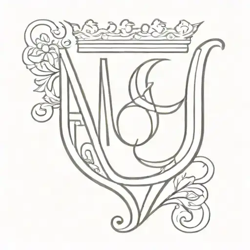 Ms Alphabets With Crown On Top