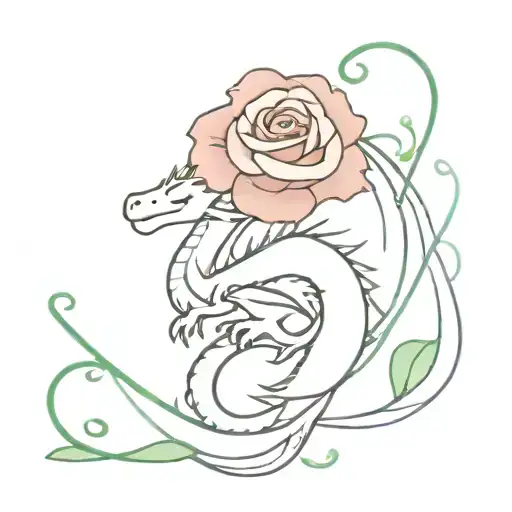 A Cute And Whimsical Dragon Surrounded By Sparkling Roses