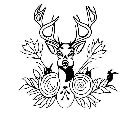 Deer With Two Birds
