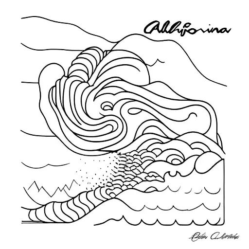 A California Coastline Scene With Lana Del Rey Lyrics Written In The Contour Lines Of The Waves