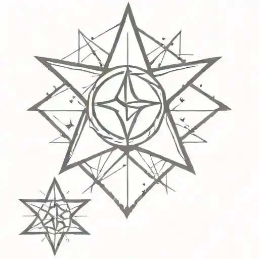 Calm And Chaos Star With Beams Includes Initials
