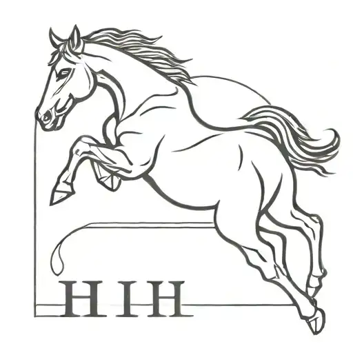 A Silhouette Of A Horse Jumping With Letter H