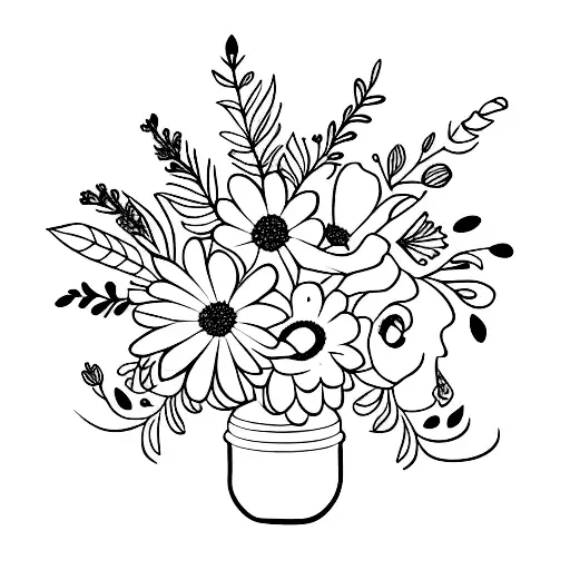 Thin Line Mason Jar With Flowers In It