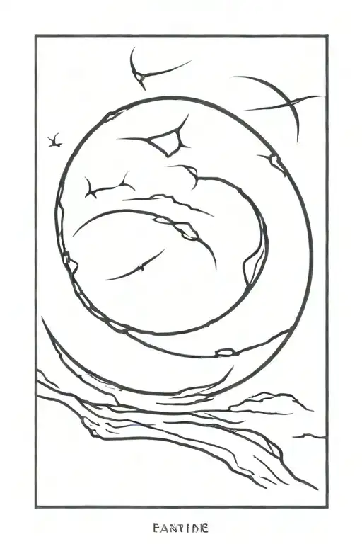 Design Depicting A Crescent Moon With Battle Scars Or Marks