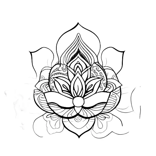 An Unalong With A Lotus Flower And A Crescent Moon