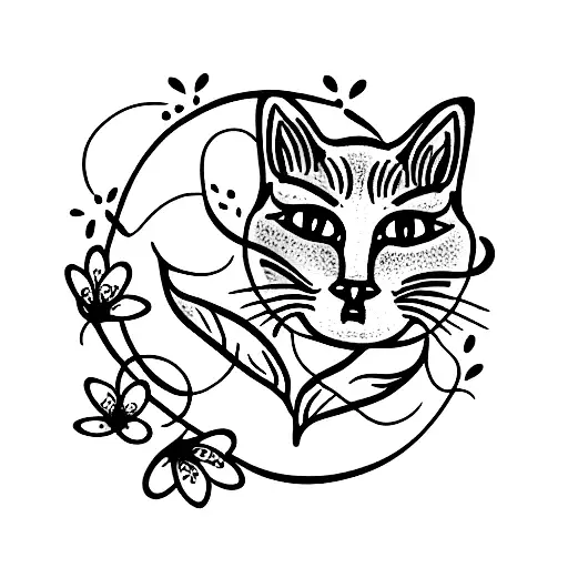 Cat And Flowers
